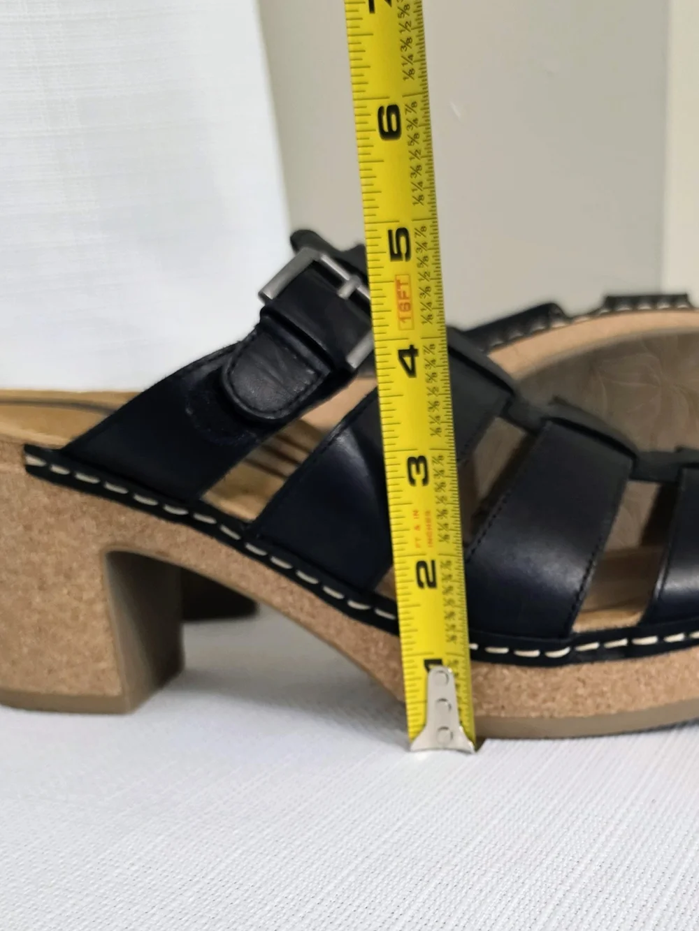 Aetrex Cally Leather Platform Sandals Wm 10 Slip On Cork Sole Closed Toe
